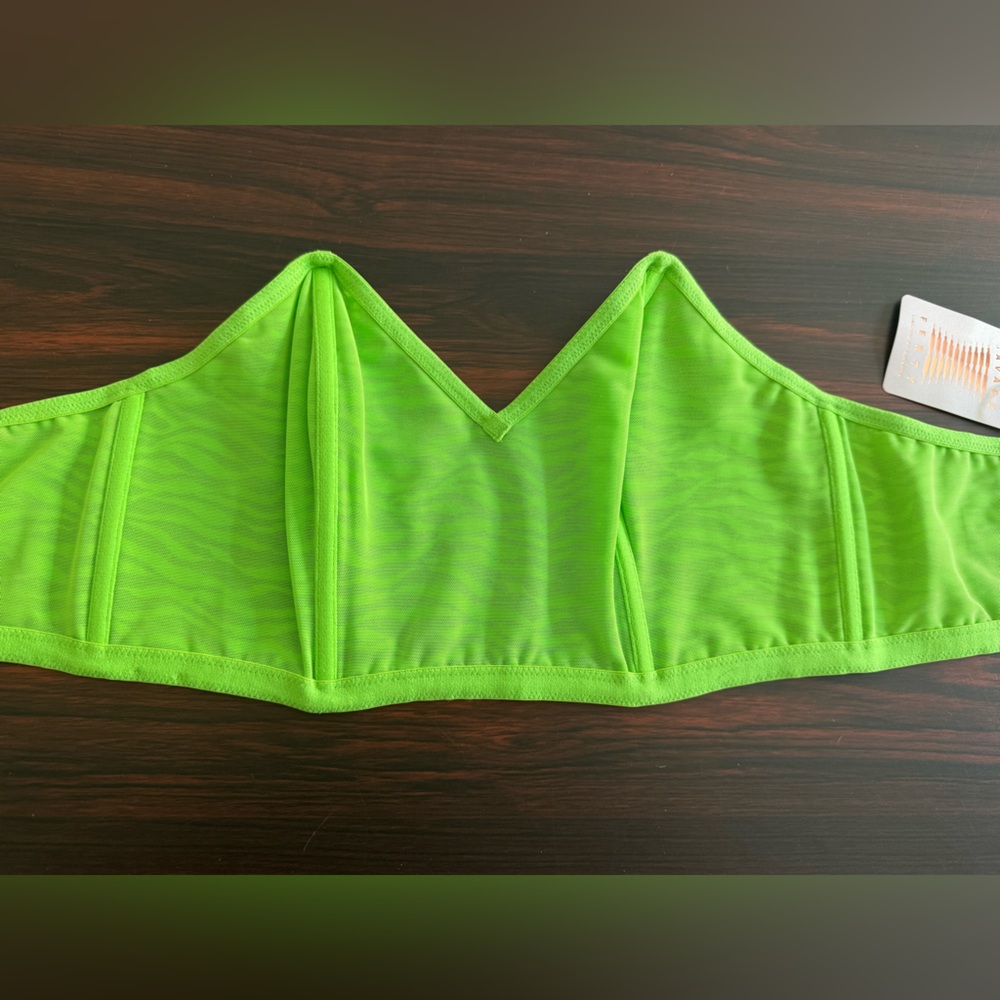 NWT Savage X Fenty All Over Me Lace Bandeau Bracelet 2X Neon Green Tiger Stretch - Picture 3 of 6